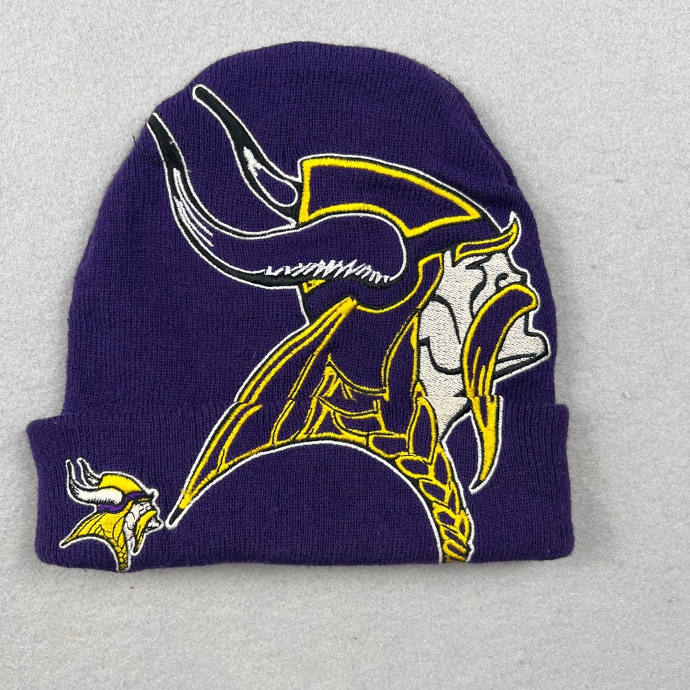 VTG NFL Minnesota Vikings Beanie Mens Embroidered Knit Hat Winter‎ Game Day OSFM